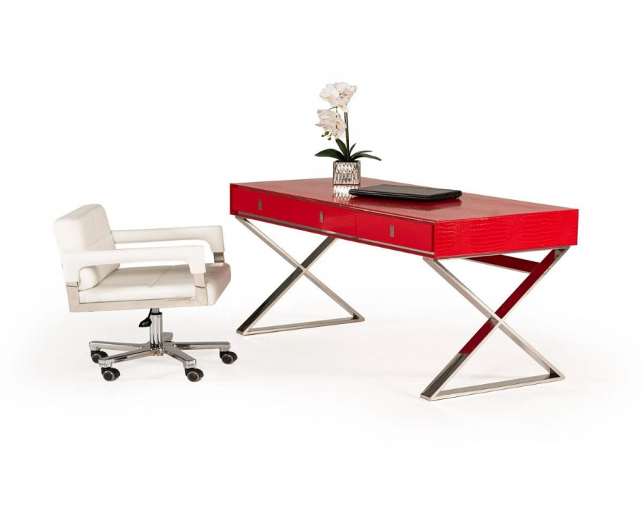 Jubilee - County Transitional Desk in Red Crocodile