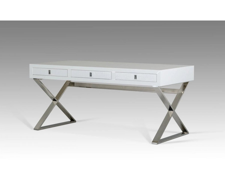 Jubilee - Crewn Transitional Desk in White Crocodile