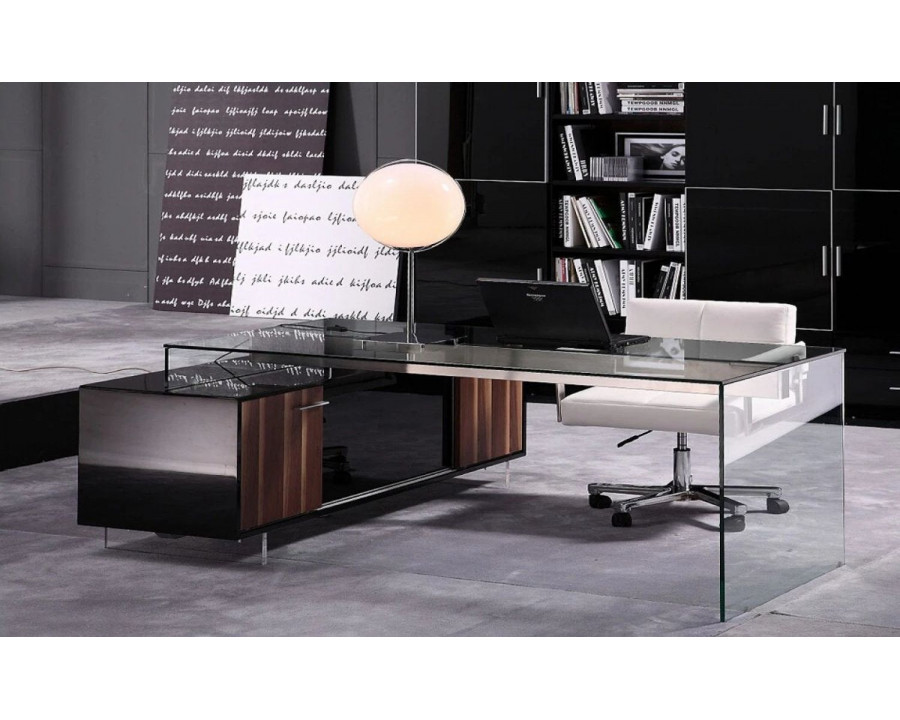 Jubilee - Alaen Office Desk in Black, Glass/Wood