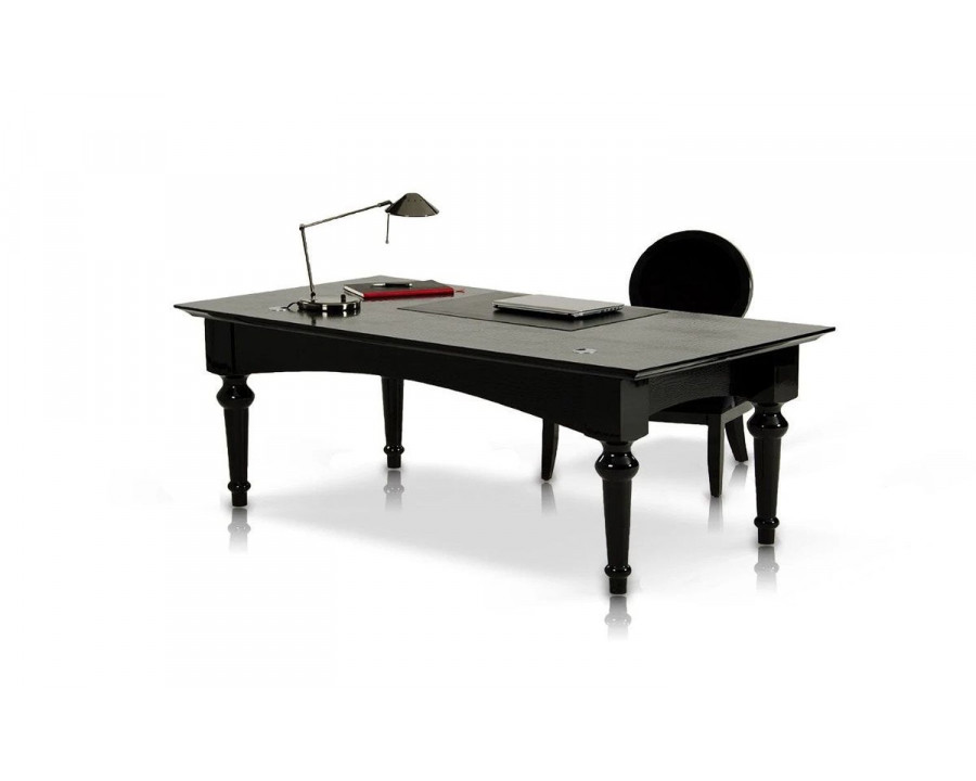 Jubilee - Alinmi Transitional Office Desk in Black Crocodile Lacquer