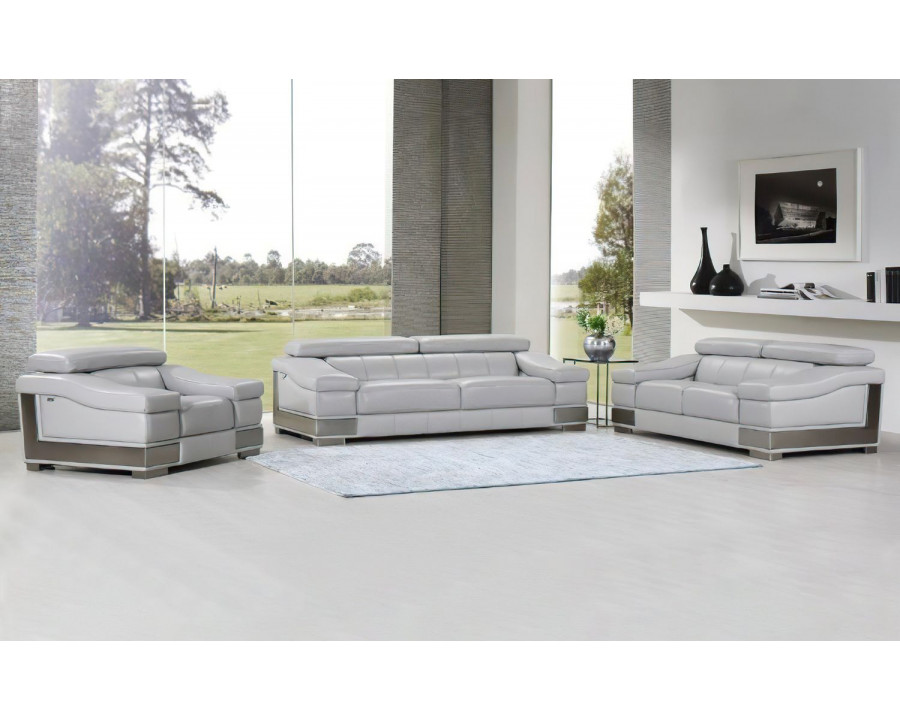 Jubilee - Winky Sofa Set in Light Gray, Top Grain Italian Leather