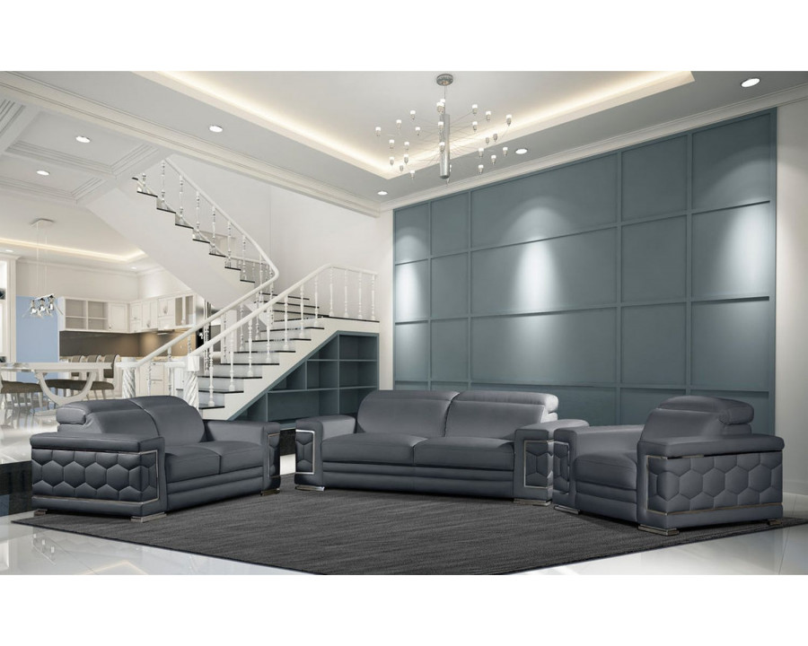 Jubilee Ilabisa Sofa Set - Gray, Top Grain Italian Leather