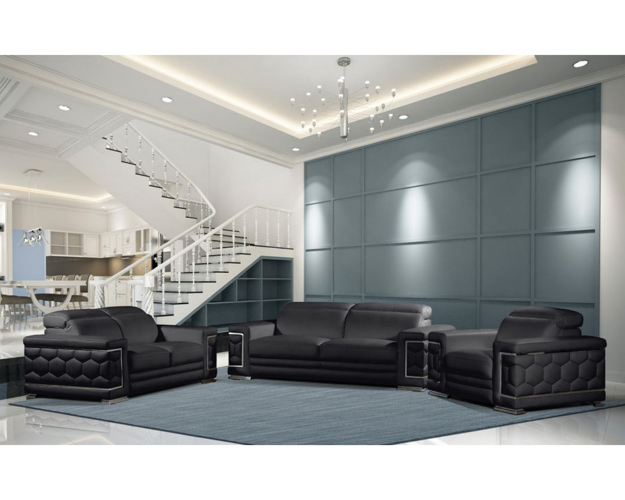 Jubilee Ilabisa Sofa Set - Black, Top Grain Italian Leather