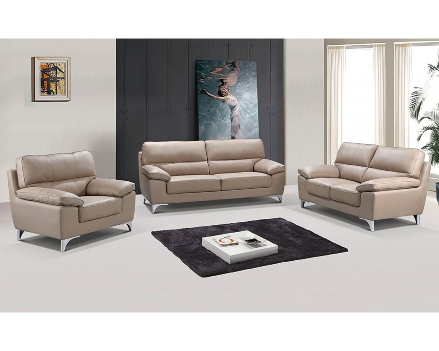 Jubilee Queleo Sofa Set - Beige, Top Grain Leather