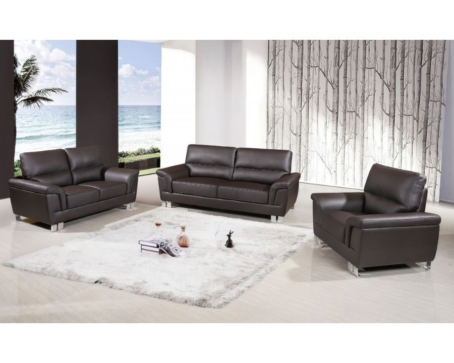 Jubilee - Haquer Sofa Set in Brown, Top Grain Leather