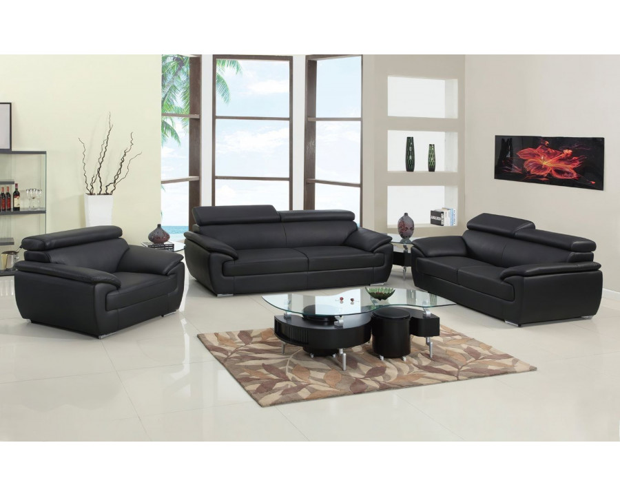 Jubilee Dodge Sofa Set - Black, Top Grain Leather