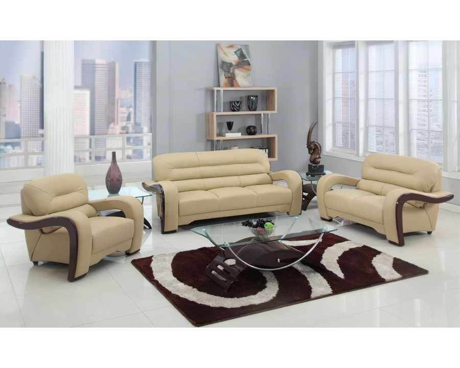 Jubilee - Daskiny Sofa Set in Beige, Top Grain Leather