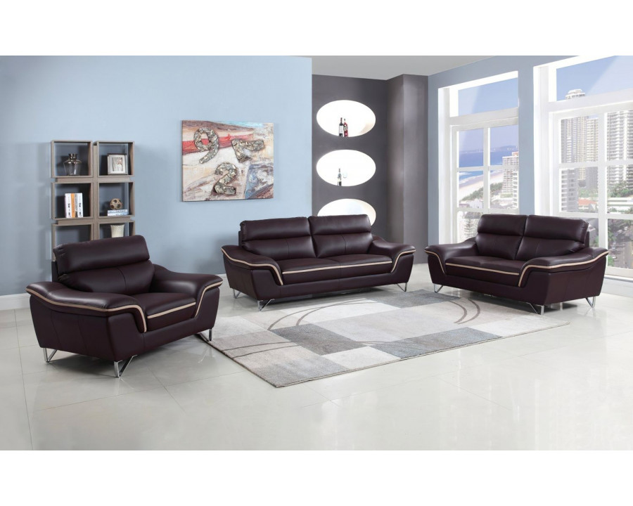 Jubilee Lilasu Sofa Set - Brown, Top Grain Leather