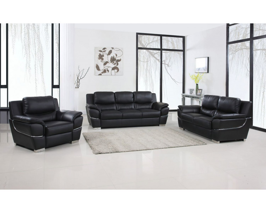 Jubilee Alisona Sofa Set - Black, Top Grain Leather