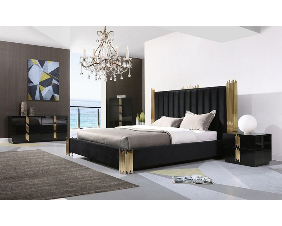 Jubilee Tavi Modern Queen Size Bed - Black/Gold