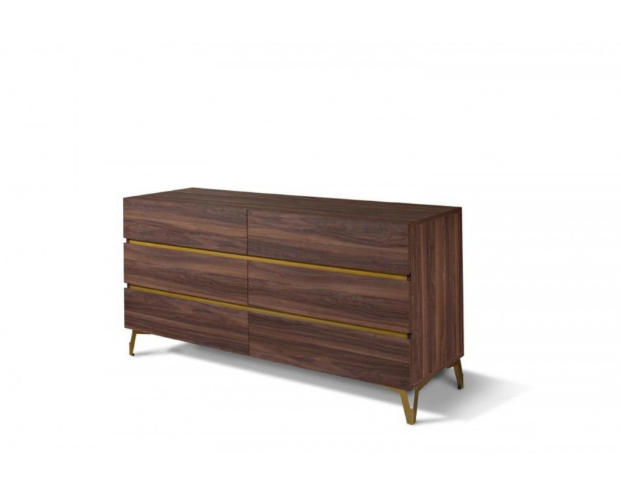 Jubilee - Camlo Modern Velvet Dresser and Mirror in Walnut