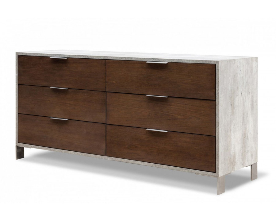 Jubilee - Camona Modern Dresser and Mirror in Walnut/Concrete