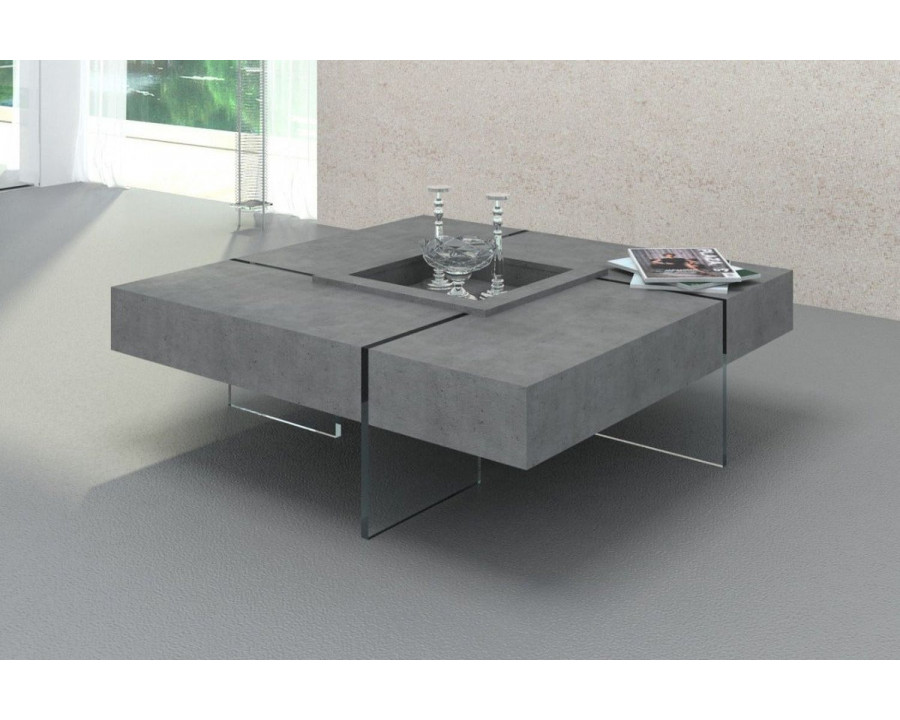 Jubilee - Suzu Modern Floating Coffee Table in Gray, Concrete/Glass