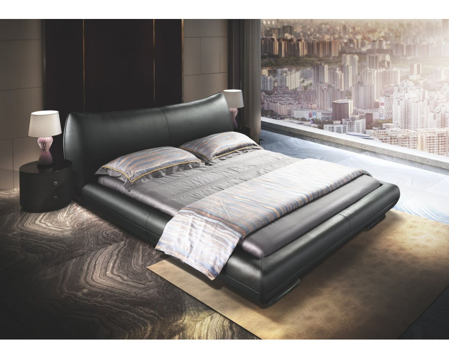 Jubilee Bazar King Size Bed - Black, Leather