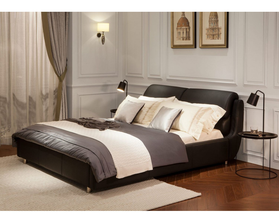 Jubilee Cabinda King Size Bed - Black, Leather