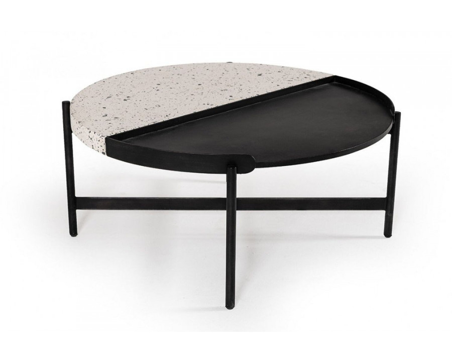 Jubilee - Gummy Terrazzo Coffee Table in White/Black, Concrete/Metal