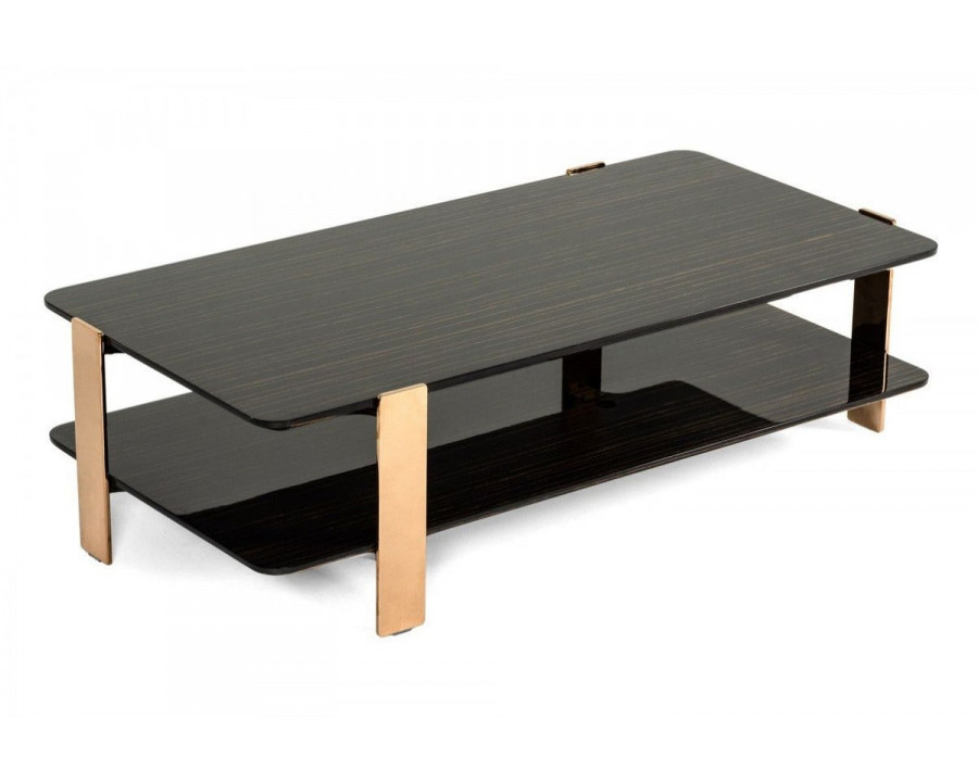 Jubilee - Leedel Modern Coffee Table in Ebony/Rosegold