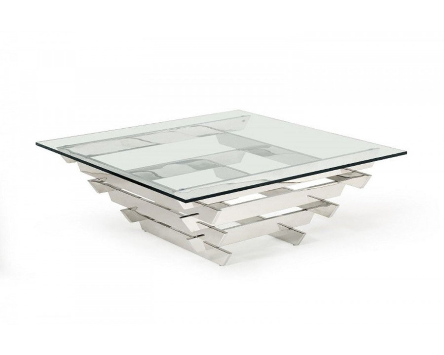 Jubilee - Upa Modern Square Coffee Table in Glass/Stainless Steel