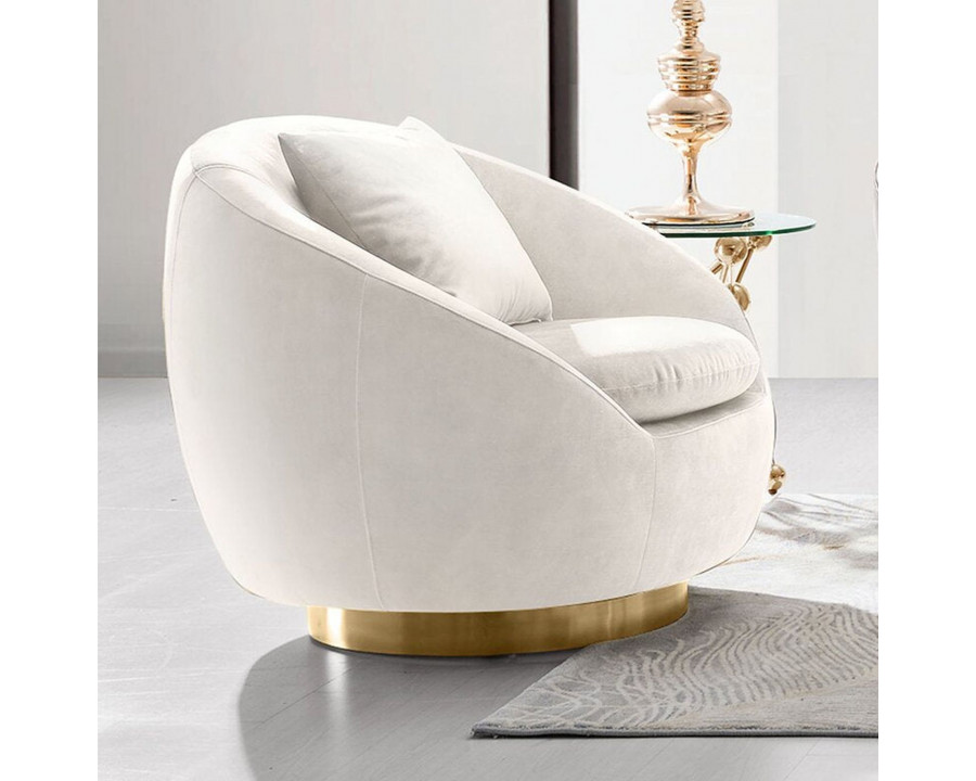 Jubilee - Celer Swivel Barrel Armchair in White, Polyester