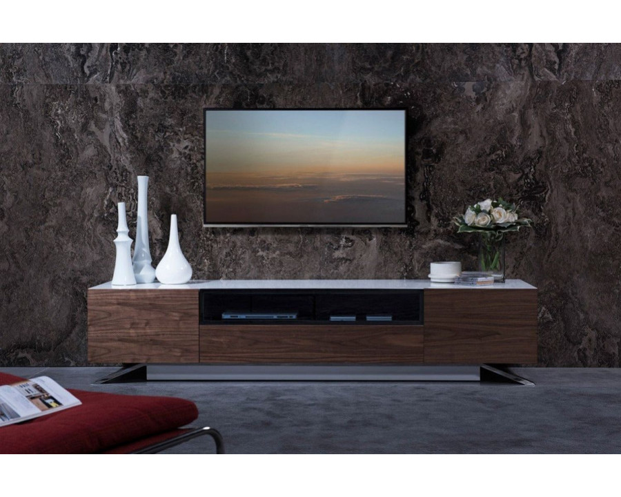 Jubilee - Modrest Gilbert Contemporary TV Stand in White Gloss/Light Walnut