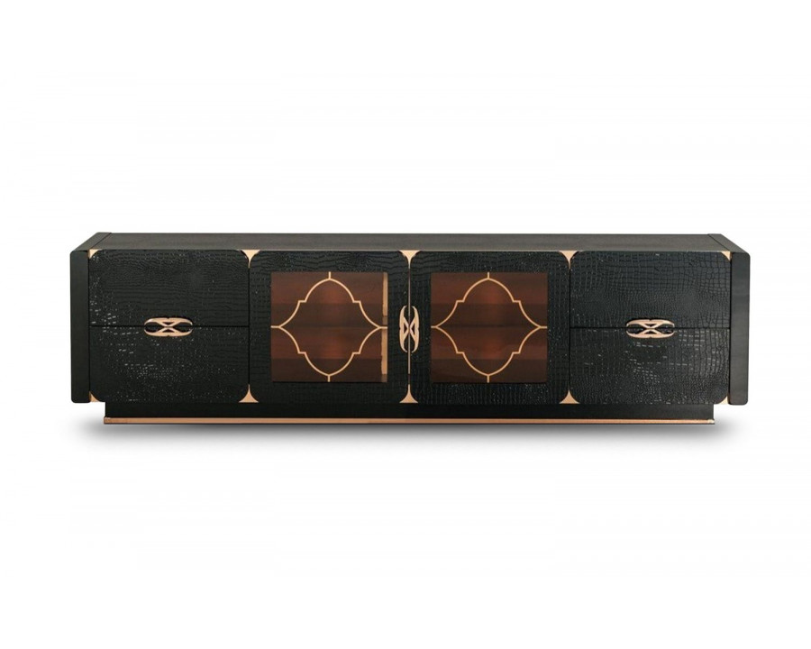 Jubilee - Talon Modern TV Stand in Black Crocodile/Rosegold