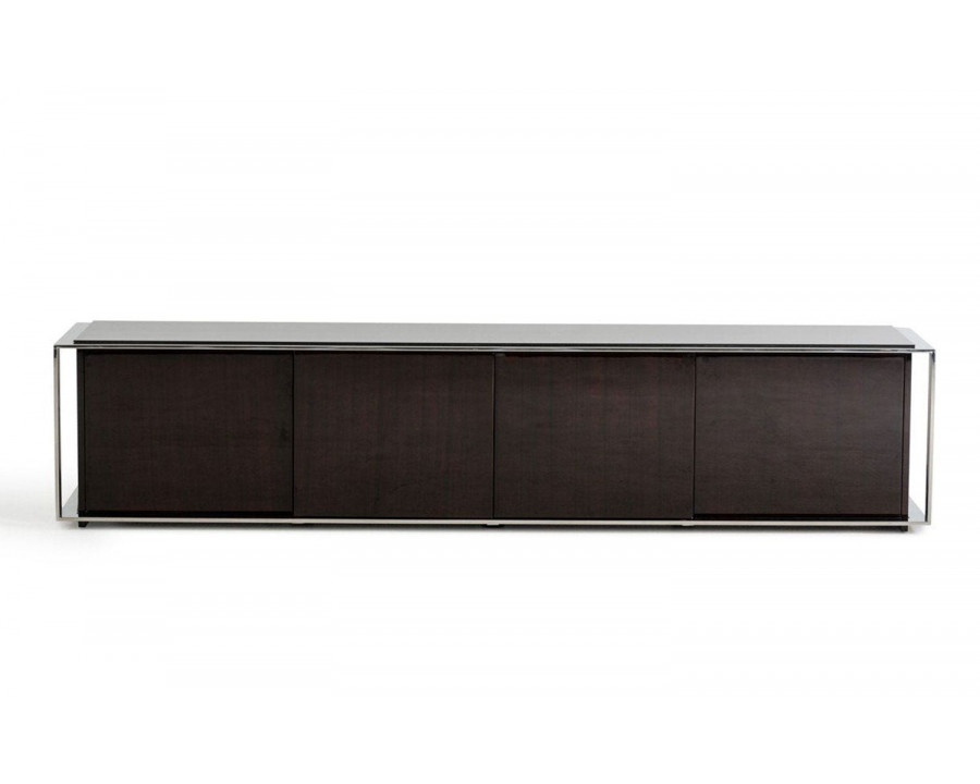 Jubilee - Modrest Nobu Modern TV Entertainment Center in Ebony Lacquer/Steel