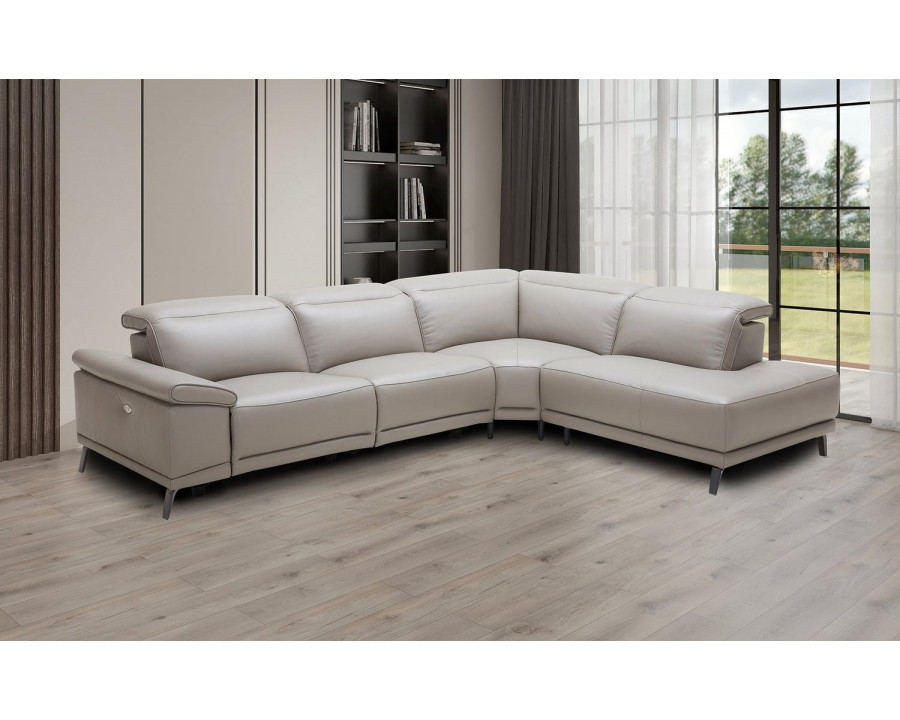 Jubilee - Modern Kony Power Recliner Sectional in Light Gray, Top Grain Italian Leather