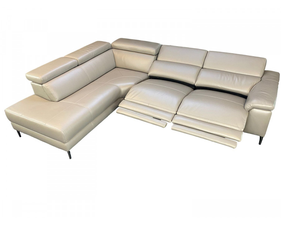 Jubilee Modern Kanis Power Recliner Left Hand Facing Sectional - Cream, Top Grain Leather