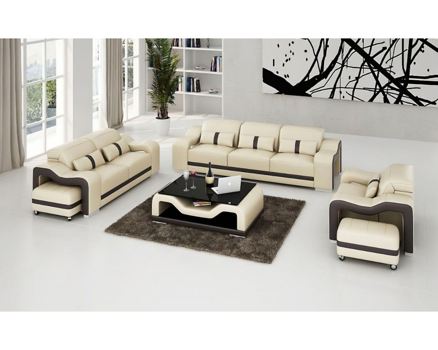 Jubilee Modia Sofa Set - Beige, Bonded Leather