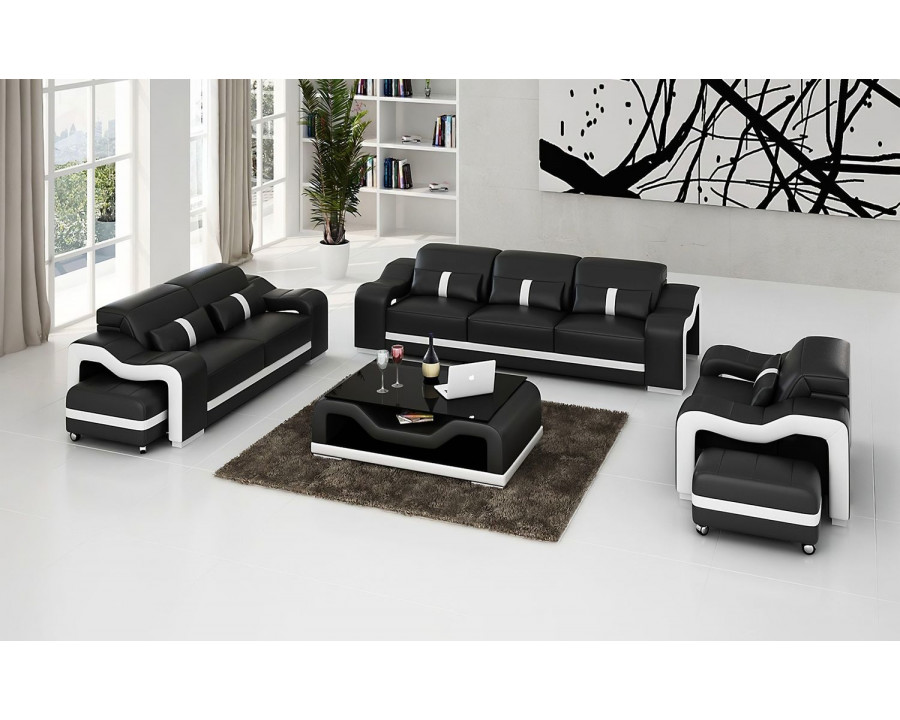 Jubilee Modia Sofa Set - Black, Top Grain Italian Leather