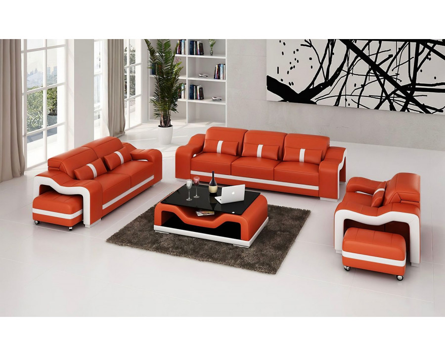 Jubilee Modia Sofa Set - Red, Top Grain Italian Leather