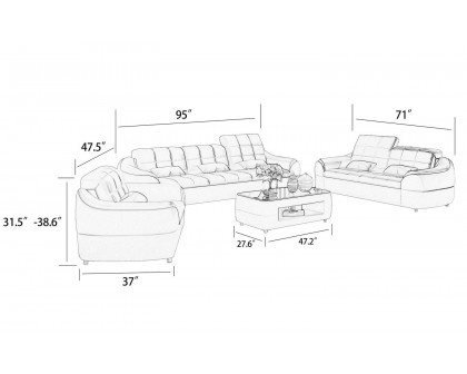 Jubilee - Aumin Modern Sofa Set with Adjustable Headrest