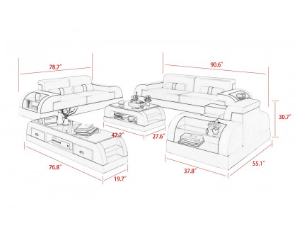 Jubilee - Piliu Sofa Set with Side Storage