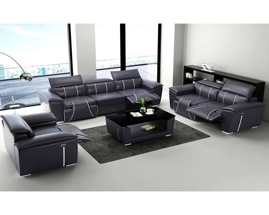 Jubilee Uli Sofa Set - Black/White, Bonded Leather