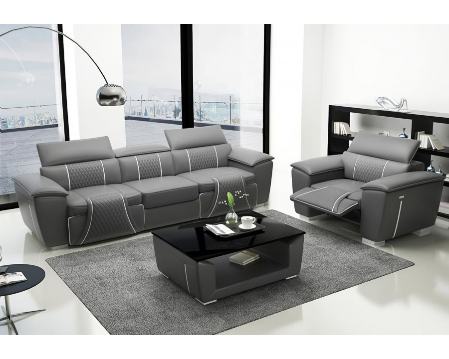 Jubilee Uli Sofa Set - Gray/White, Bonded Leather