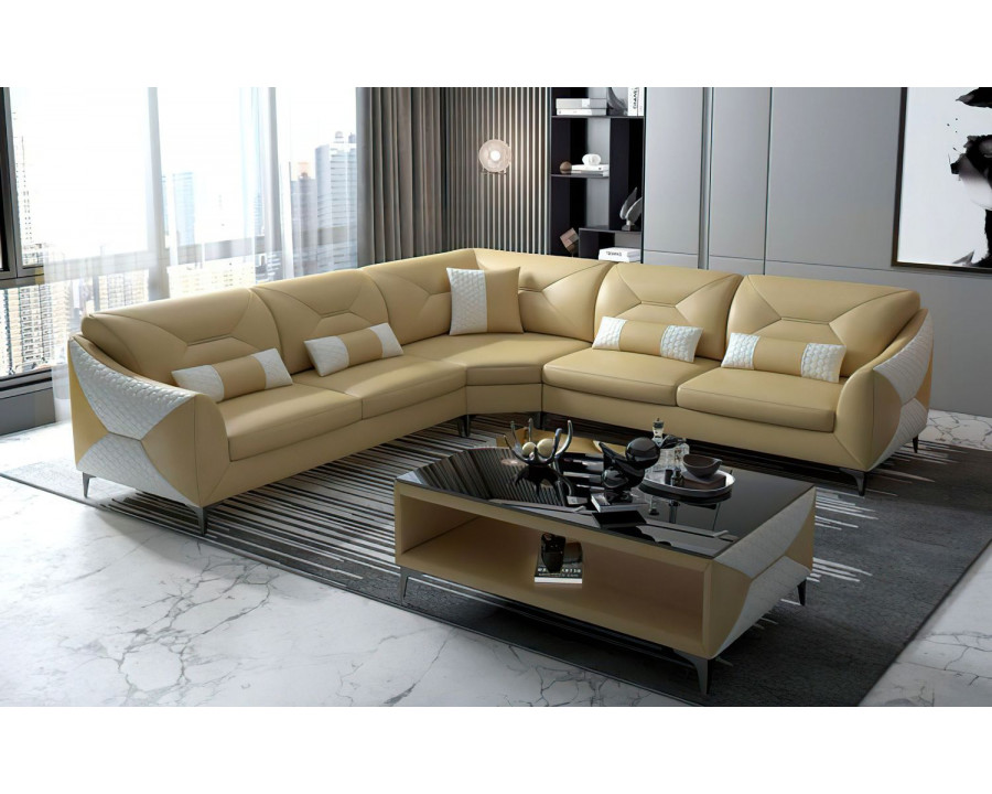 Jubilee Bysic Symmetrical Sectional - Beige/White, Bonded Leather