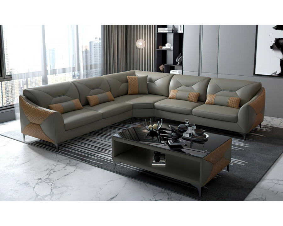 Jubilee Bysic Symmetrical Sectional - Gray/Tan, Bonded Leather