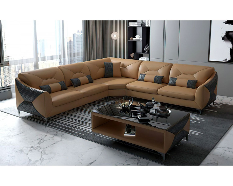 Jubilee Bysic Symmetrical Sectional - Brown/Gray, Bonded Leather