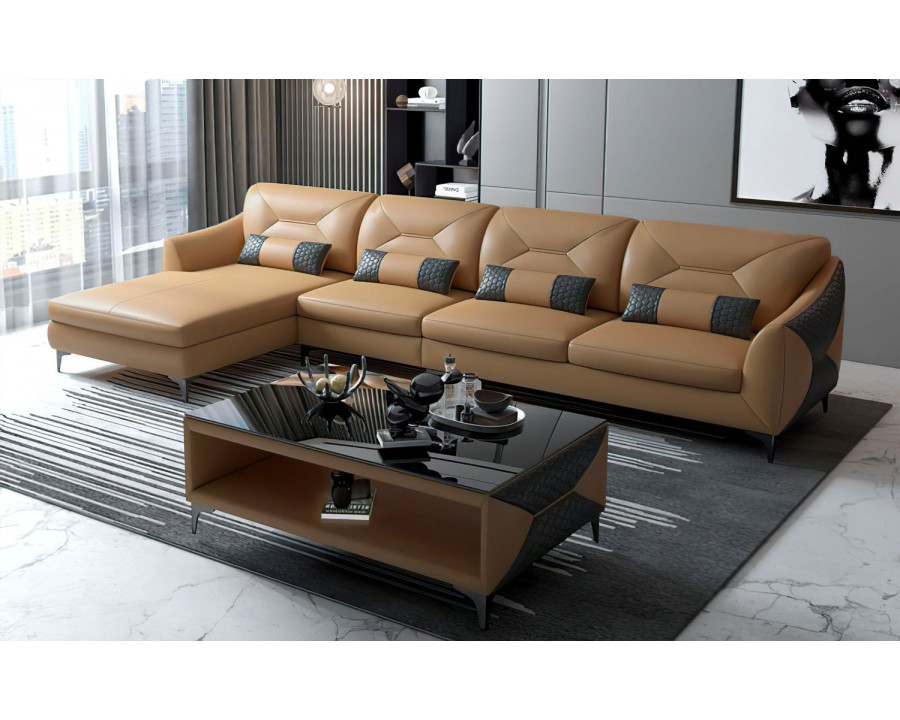 Jubilee Bysic Small Left Hand Facing Sectional with Chaise - Brown/Gray, Bonded Leather