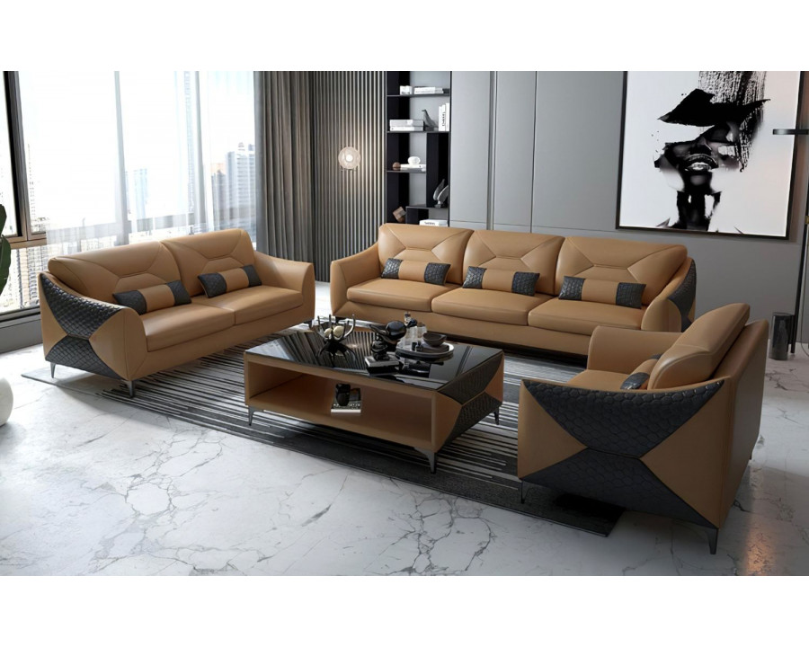 Jubilee Bysic Sofa Set - Brown/Gray, Bonded Leather