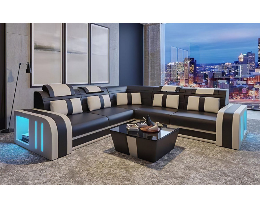 Jubilee Ralutic Corner Sectional with Side Storage - Dark Brown/Light Gray, Bonded Leather