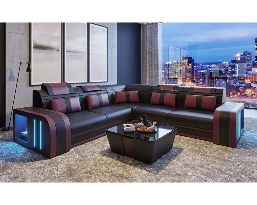 Jubilee Ralutic Corner Sectional with Side Storage - Black/Purple, Bonded Leather