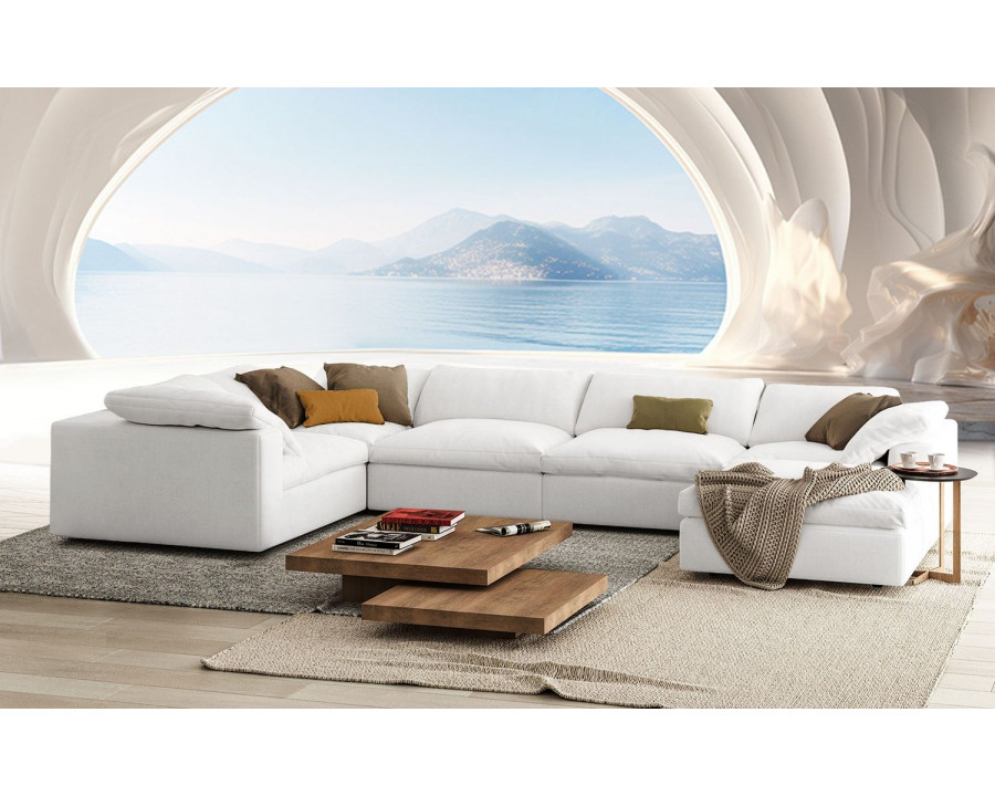 Jubilee Melo Modular Customizable 6 Pieces Sectional - White, Fabric