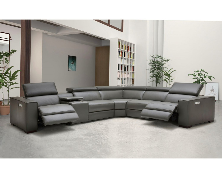 Jubilee Birt Sectional Sofa with Recliners - Dark Gray, Italian Top Grain Leather