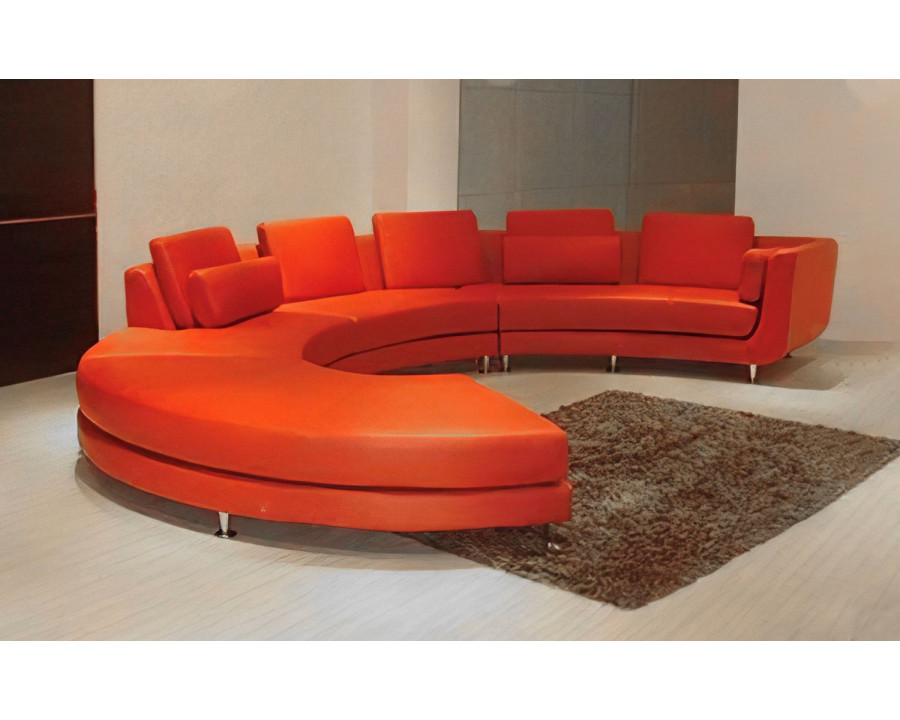 Jubilee Freida Curve Shape Sofa - Orange, Bonded Leather