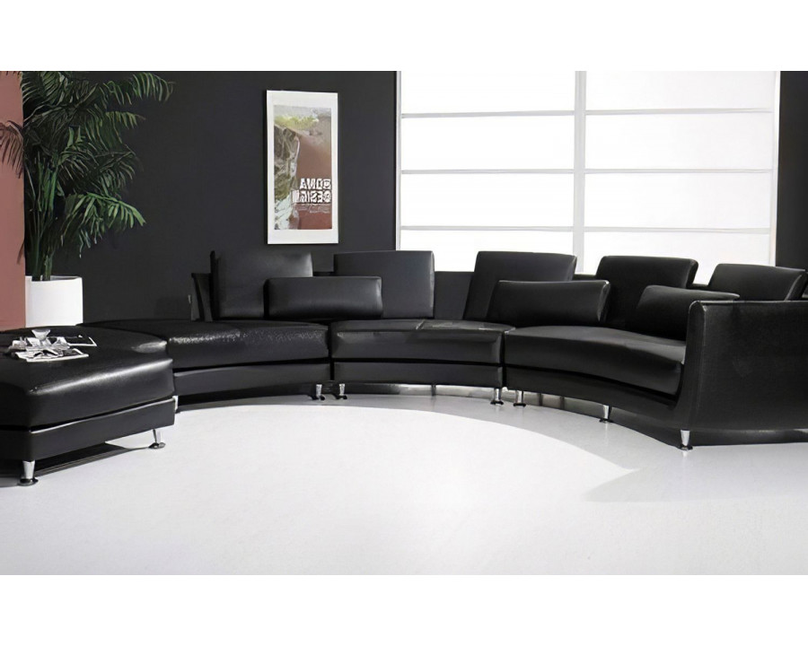 Jubilee Freida Curve Shape Sofa - Black, Bonded Leather