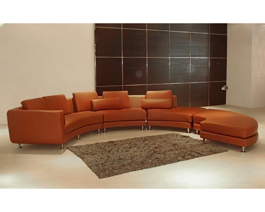 Jubilee Freida Curve Shape Sofa - Brown, Bonded Leather