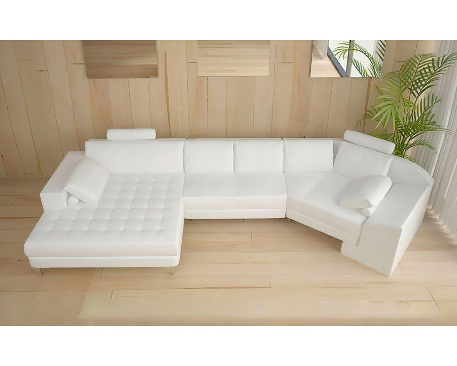 Jubilee Lyric Small Left Hand Facing Sectional with Tufted Chaise - White, Bonded Leather