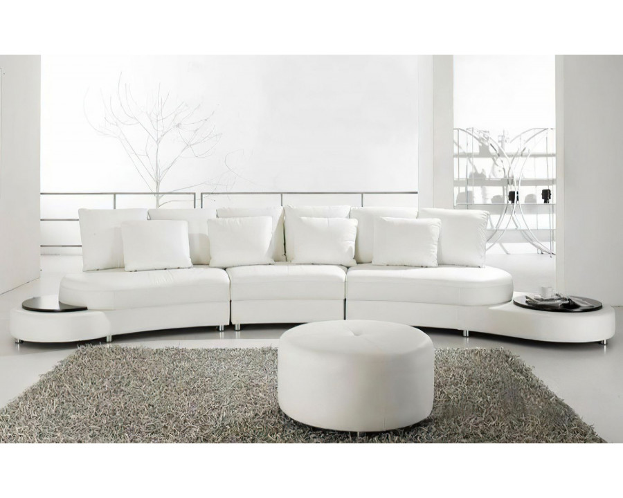 Jubilee Piper Modern Left Hand Facing Sectional with Ottoman - White, Bonded Leather