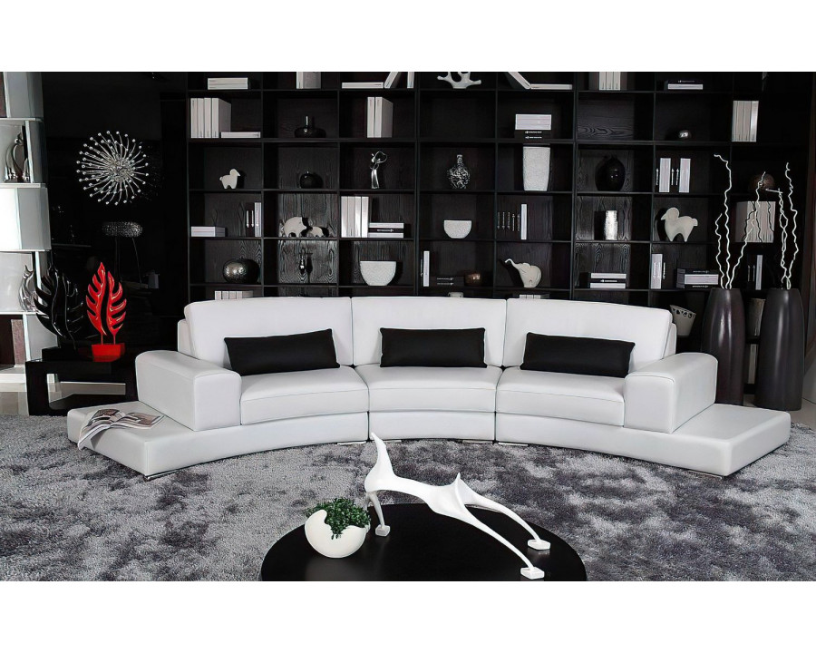 Jubilee Frida Modern Curve Shape Sectional - White/Black, Bonded Leather